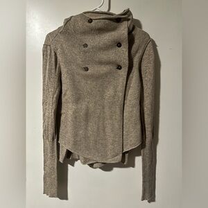 All Saints Doublebreasted Button-Up Lambswool Cashmere Blend Sweater
